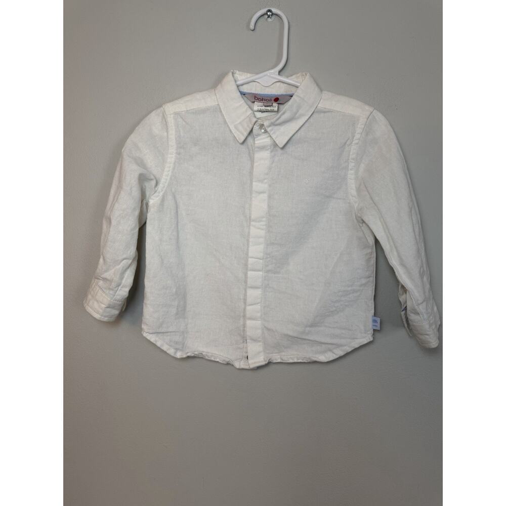 Boboli Boys Long Sleeev Linen Button Down Dress Shirt Sz 8 Months